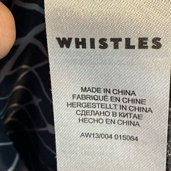 Whistles- Women’s Navy Blue White Diamond Splatter 100% Silk Dress US 8/ UK 12 - Picture 10 of 12